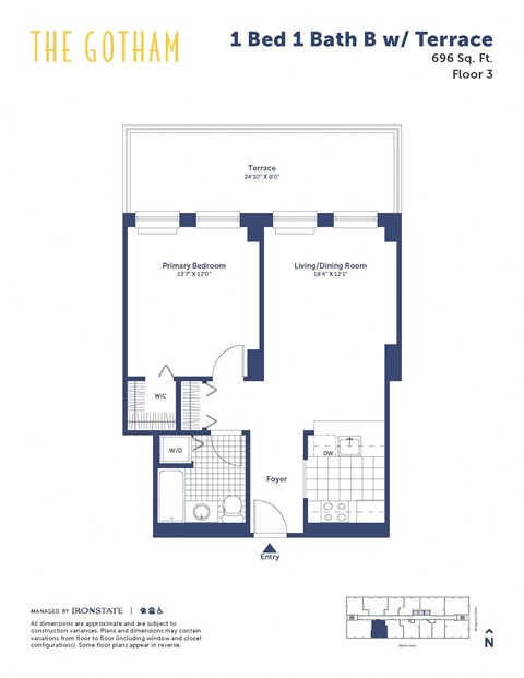the gotham 1 bed 1 bath floor plan